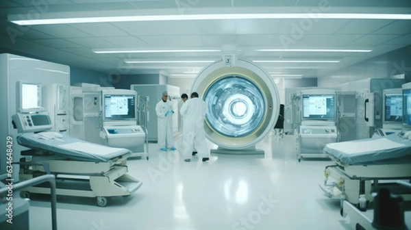 Fototapeta High-tech modern CT scan room in the modern hospital