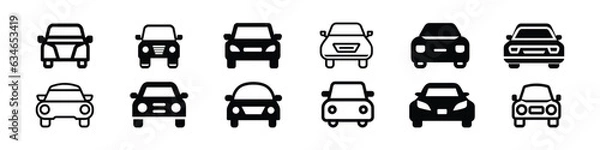 Obraz Car monochrome icon set, Car vector line icon set. Coupe of Car Icons, Transport line icons