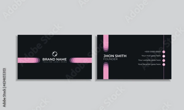 Obraz Business card template unique Card Minimal Design black and pink card own Design Simple Design Vector Illustrator Visiting Card Name Card