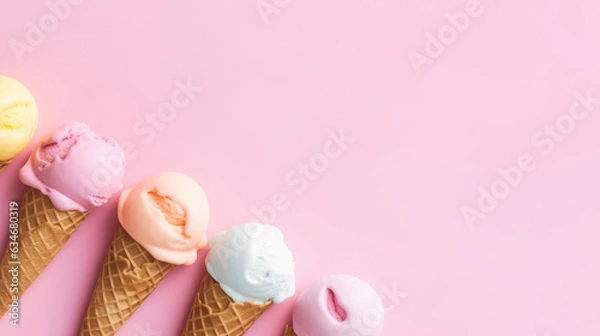 Fototapeta Colorfull ice cream on minimal background