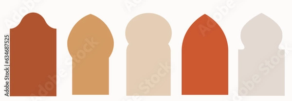 Fototapeta Oriental style windows and arches. Modern boho collection, minimalistic vector illustration design
