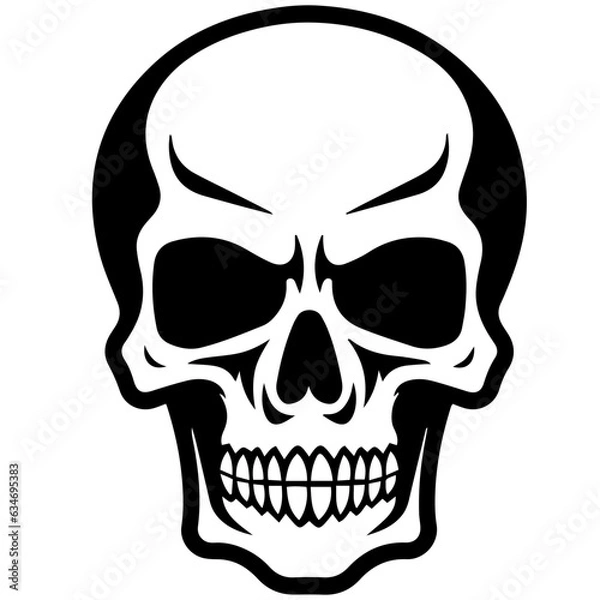 Fototapeta outline vector skull in black