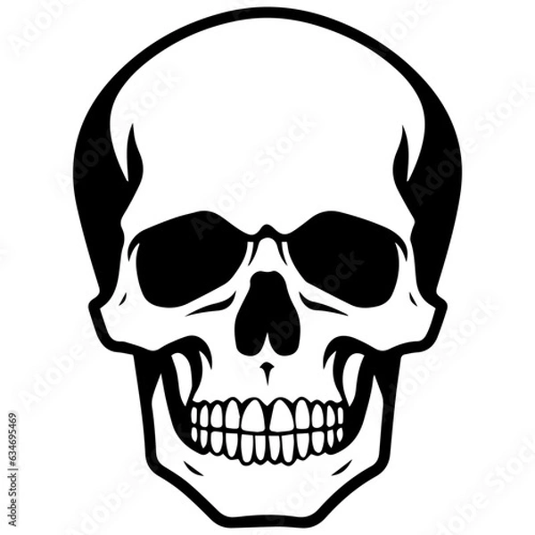 Fototapeta outline vector skull in black