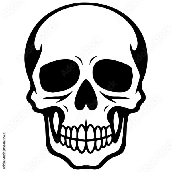 Fototapeta outline vector skull in black
