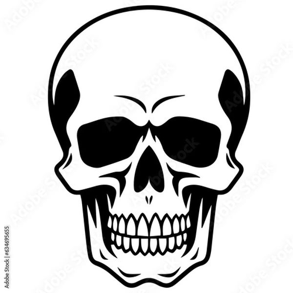 Fototapeta outline vector skull in black