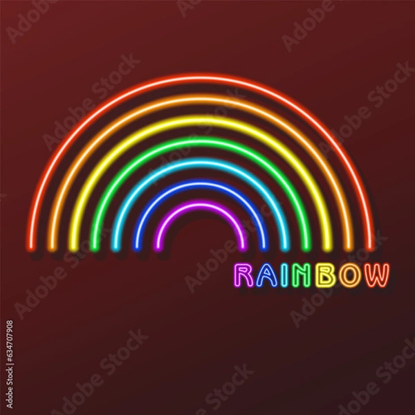 Obraz rainbow neon sign, modern glowing banner design, colorful modern design trends on black background. Vector illustration.