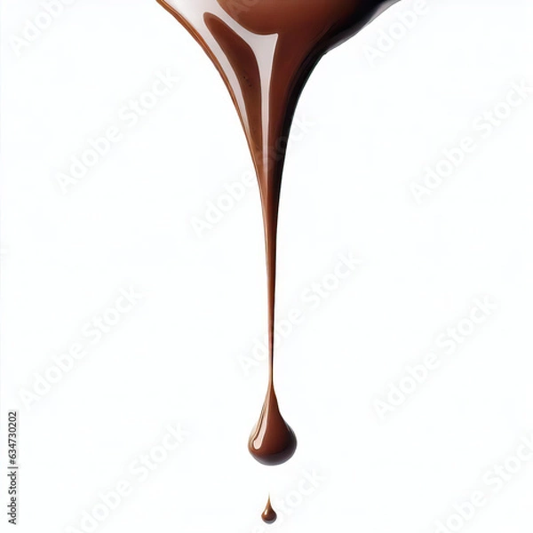 Fototapeta Pouring chocolate dripping isolated on transparent or white background, png Generative AI 
