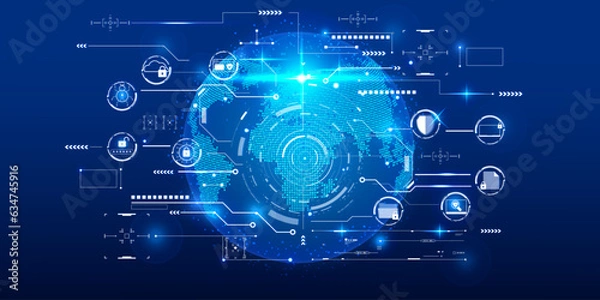 Obraz Technology digital cyber security of global network data communication concept vector.