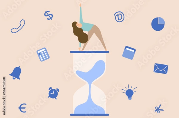 Fototapeta Businessman is working with overwhelm work, busy office worker, businessman is with overwhelmed work, work life not balance vector, working with deadline approaching vector, productivity work vector.