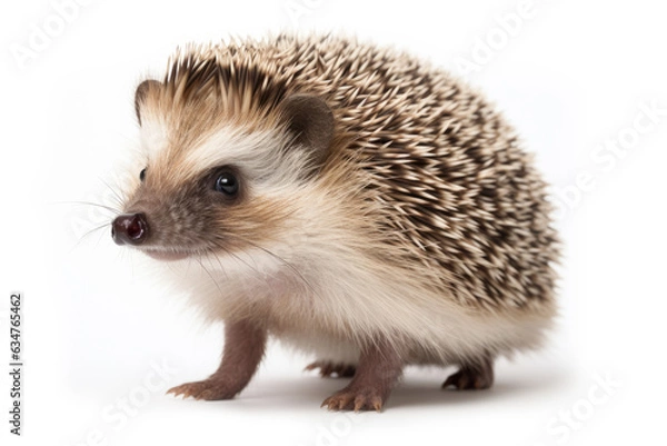 Fototapeta Illustration of common European hedgehog a small spiny mammal cut out and isolated on a white background