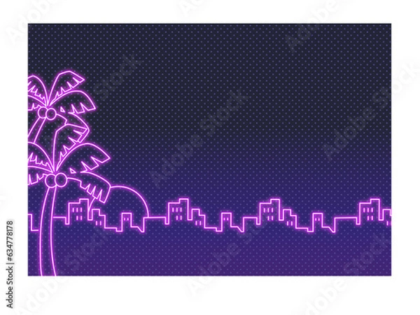 Fototapeta 80年代シティポップネオンサイン背景横長1