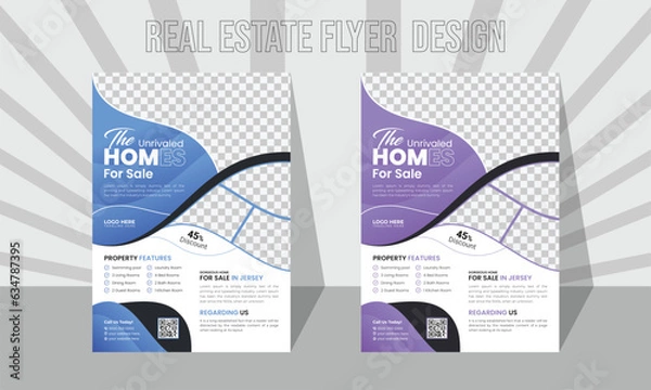 Obraz  flyer designed in a vector format For Real Estate Company.