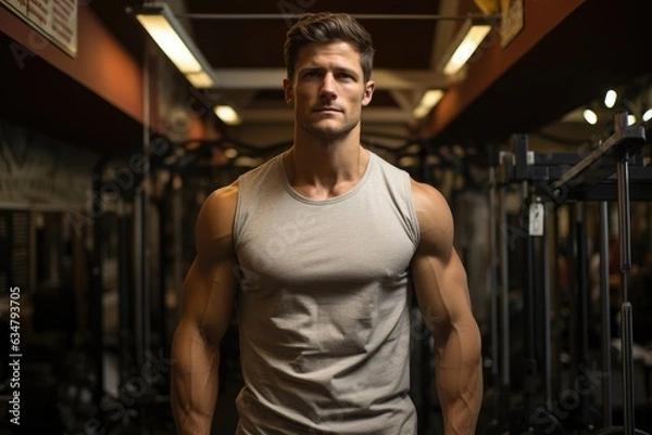 Fototapeta Man training in gym - Exercise concept