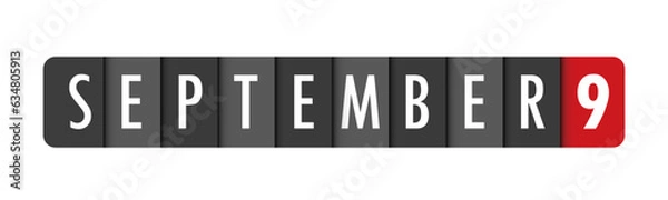 Obraz SEPTEMBER 9 gray and red vector typography banner