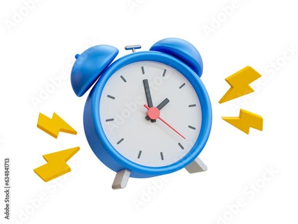 Fototapeta 3d minimal quick time concept. urgent work. fast service. alarm clock with thunder icon. 3d illustration.