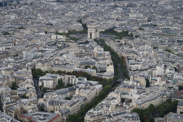 Obraz view of  Paris from the Eiffel tower with the arch of Triumph