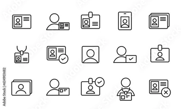 Obraz 身分証明書のアイコンセット/証明書/免許証/保険証/学生証/イラスト/ベクター