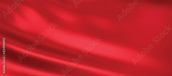 Fototapeta Close-up texture of red silk. Red fabric smooth texture surface background. Smooth elegant red silk in Sepia toned. Texture, background, pattern, template.