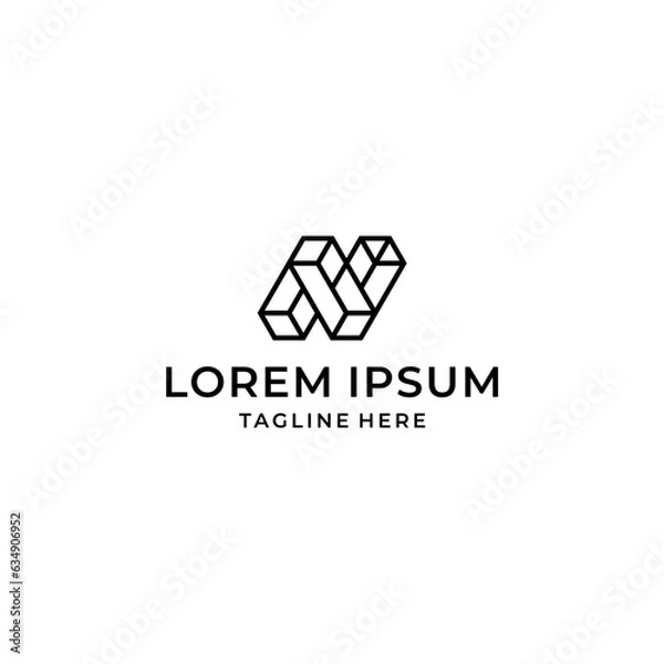 Obraz n initial 3d logo design vector template
