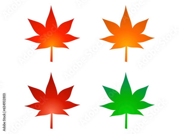 Fototapeta シンプル紅葉アイコンセット：グラデ