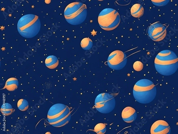Fototapeta Seamless pattern of planets