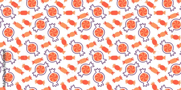 Fototapeta Halloween seamless pattern. Seamless pattern with cute halloween elements. Vector flat design illustration.
