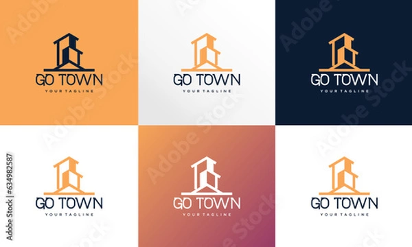 Fototapeta Structure Construction with a simple building logo