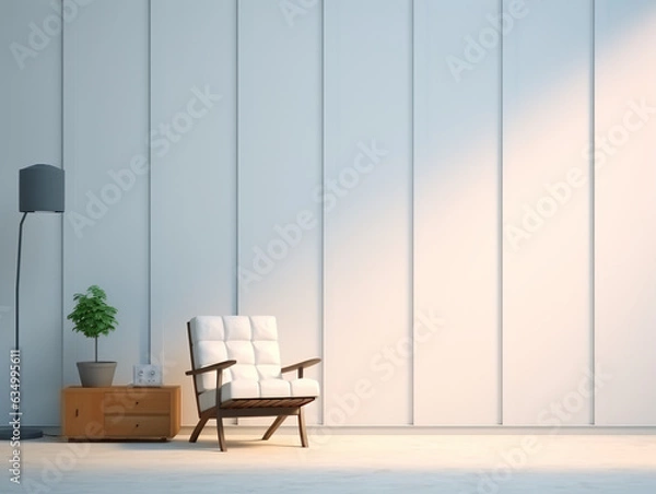Obraz apartment white interior background with sunrise in the window parquet floor for interior design decoration