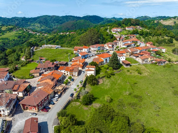 Obraz Panoramic aeria view Torazo, Asturias