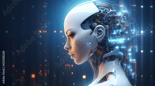 Obraz Beautiful female robot with artificial intelligence.