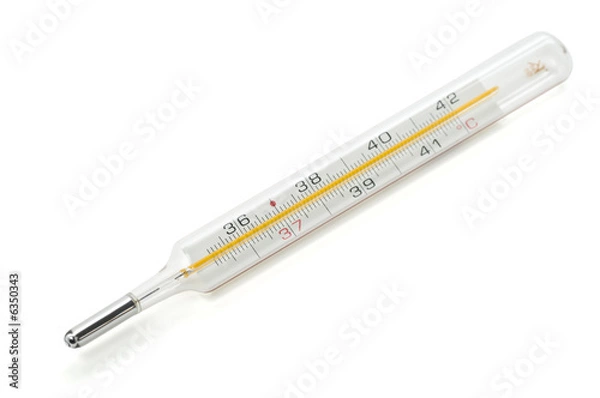 Fototapeta Thermometer isolated on a white