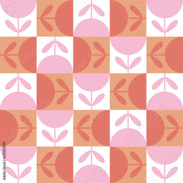 Fototapeta Sweet florals on white background, Retro 80's vector elements collection. Distort forms with patterns, risograph textures for fabric designs, SHOTLISTretro.