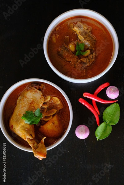 Obraz Traditional Thai Chicken Curry and  beef curry food menu