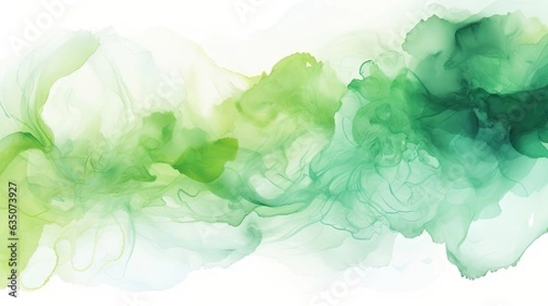 Fototapeta Abstract green watercolor background. Generative AI.