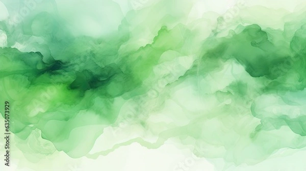 Fototapeta Abstract green watercolor background. Generative AI.