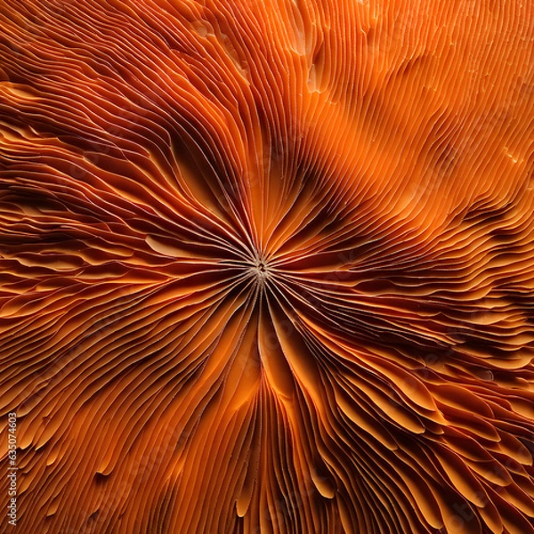 Fototapeta A Macroscopic Exploration of an Orange Complex Textural Landscape. Generative AI