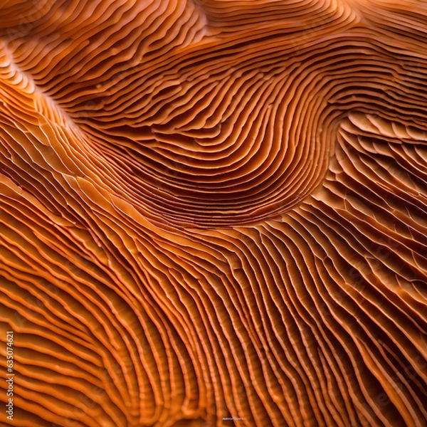 Fototapeta A Macroscopic Exploration of an Orange Complex Textural Landscape. Generative AI