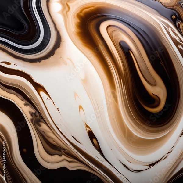 Fototapeta A Close-up Perspective on Coffee's Hypnotic Liquid Textures and Tonalities. Generative AI