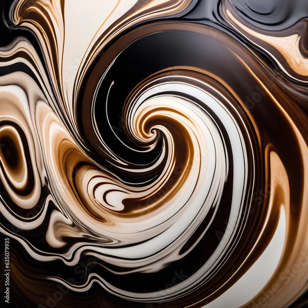 Fototapeta A Close-up Perspective on Coffee's Hypnotic Liquid Textures and Tonalities. Generative AI