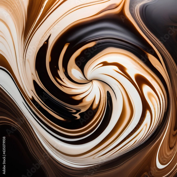 Fototapeta A Close-up Perspective on Coffee's Hypnotic Liquid Textures and Tonalities. Generative AI