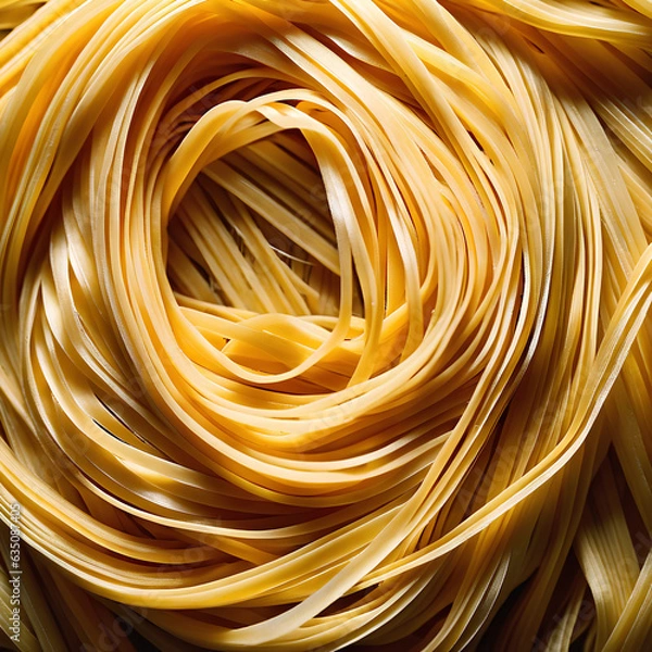 Fototapeta An Overhead Perspective Transforms Fettuccine into an Abstract Landscape of Textures. Generative AI