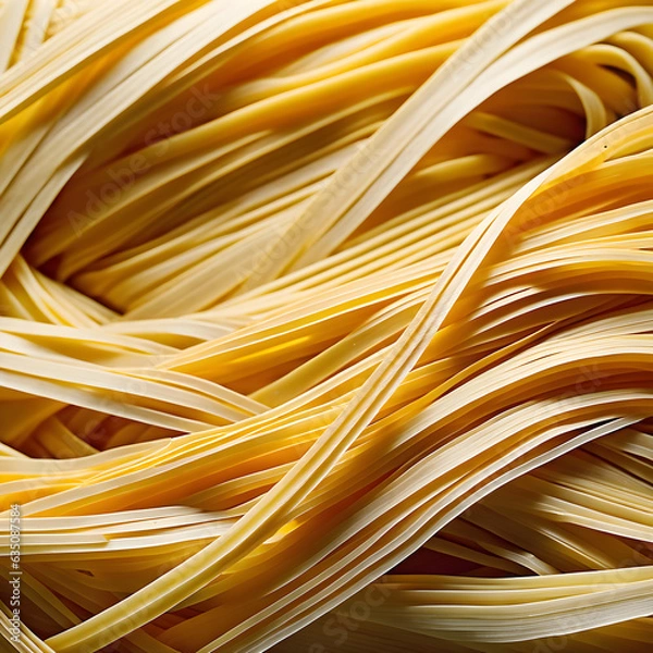 Fototapeta An Overhead Perspective Transforms Fettuccine into an Abstract Landscape of Textures. Generative AI