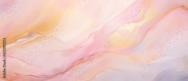 Obraz Abstract alcohol ink background, Soft pink colors with gold.