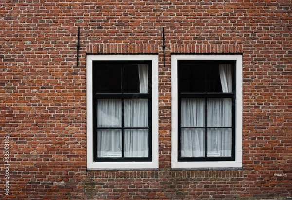 Fototapeta old brick building with windows