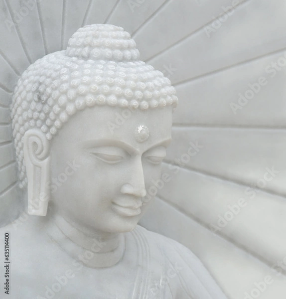 Obraz Face of white stone Buddha, white scene