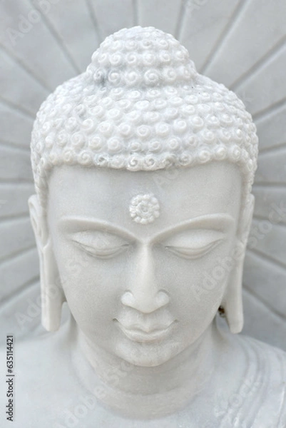 Obraz Face of white stone Buddha, white scene