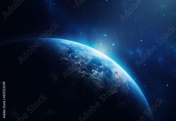 Fototapeta Planet earth globe view from space showing realistic earth surface and world map as in outer space point of view . Elements of this image furnished. Created with Generative AI technology.
