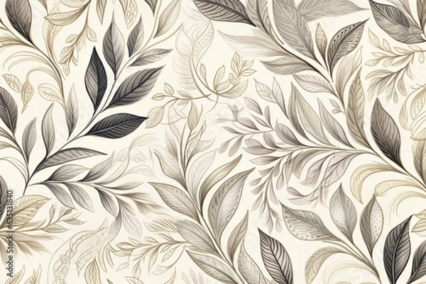 Obraz Create a pattern with leaves line art, using delicate neutral colors to form intricate and elegant leaf motifs