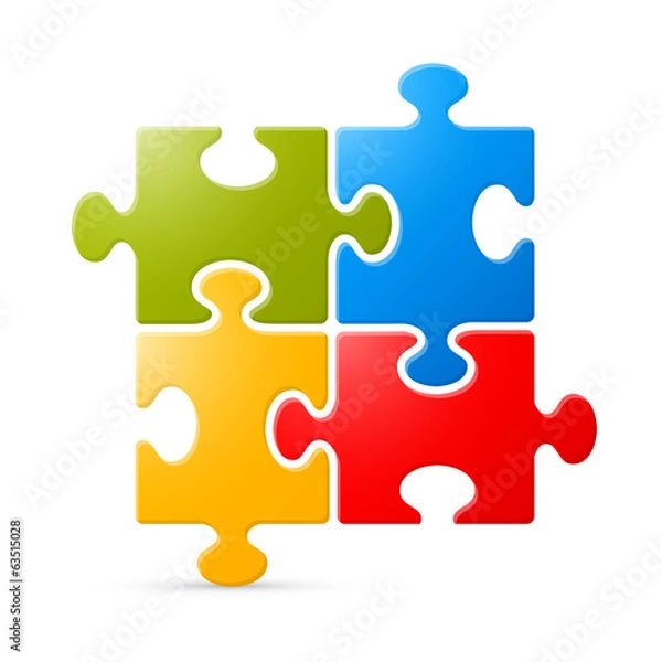 Obraz Colorful Puzzle Vector Illustration on White Background