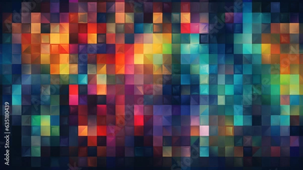 Fototapeta Abstract colorful pixel squares background Generative Ai